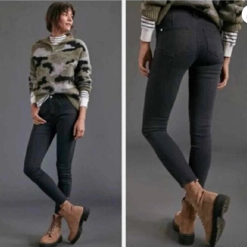 Pilcro and the Letterpress Anthropologie Womens Mid-Rise Skinny Jean Faded Black